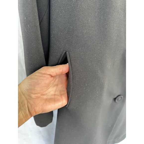 Vintage 50s 60s Long Black Coat 100% Wool Fur Mod Deb Hollywood Glam Retro - Picture 8 of 13